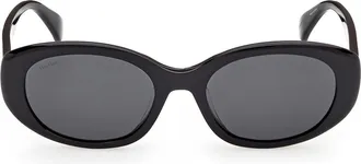 Max Mara 54mm Oval Sunglasses in Shiny Black/smoke at Nordstrom