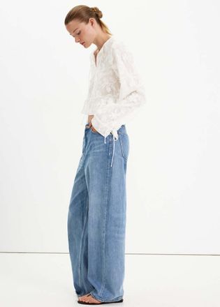 Mango Blusa cotone ricami floreali bianco - Donna - XS - MANGO