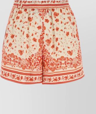 Fendi silk shorts with floral print and pockets