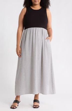 Renee C Mixed Media Midi Dress in Black at Nordstrom Rack, Size 1X