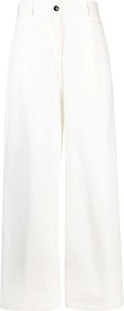 Jil Sander Wijde broek - Dames - Wijde Broeken - Wit - M - Katoen - Broeken