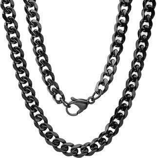 Steeltime Mens Black Ion-Plated Curb Chain Necklace at Nordstrom Rack, Size 24