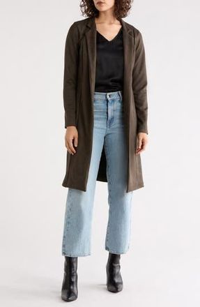 Renee C Faux Suede Longline Coat in Olive at Nordstrom Rack, Size Medium