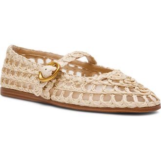 Steve Madden Melody Raffia Mary Jane Flat in Natural Raffia at Nordstrom, Size 6.5