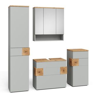 Vicco Conjunto De Muebles De Ba&ntilde;o Eden, Gris/artisan, 4 Partes, Vicco