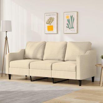 vidaXL Sof&aacute; De 3 Plazas De Tela Crema 180 Cm Vidaxl