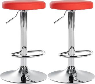 Clp Set de 2 taburetes de bar Ponte en polipiel Rojo Metal cromado