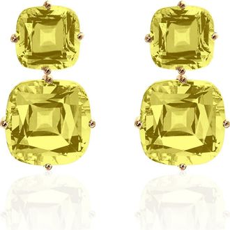 Goshwara Gossip Double Drop Earrings in Lime at Nordstrom