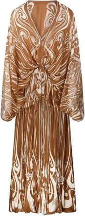 Zimmermann Geplooide zijden midi-tuniek - Dames - Jurken - Bruin - Maat: XS Zijde