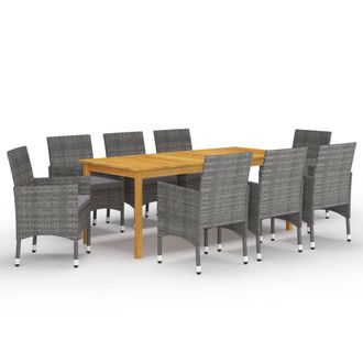 vidaXL Juego De Comedor De Jard&iacute;n 9 Piezas Gris Vidaxl