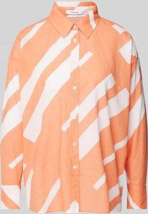 OPUS Regular Fit Hemdbluse mit durchgehender Knopfleiste in Orange, Gr&ouml;&szlig;e 34