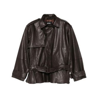 Rotate Biker 1667 - Dames - Leren en Su&egrave;de Jassen - Bruin - S - Leer - Jassen