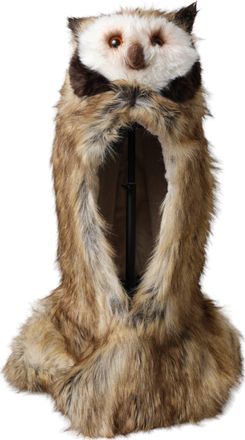 Dolce & Gabbana Womens Faux Fur Owl Head Winter Hat Brown Acrylic Polyester