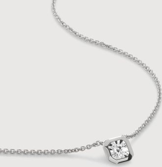 Monica Vinader Sterling Silver Asscher Diamond Chain Necklace Lab Grown Diamond