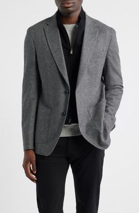 BOSS Hutson Slim Fit Wool Blend Bib Jacket in Medium Grey at Nordstrom Rack, Size 46 Regular
