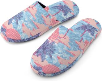 Generic Palms Trees Ocean Wave Sun Clouds Mens House Slippers Slip Indoor Slipper On Shoes Warm Outdoor