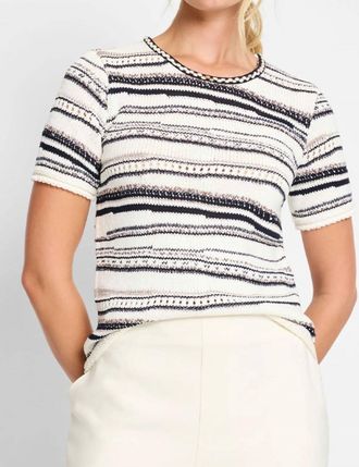 Nic+Zoe Shoreline Mixed Knit Tee In White