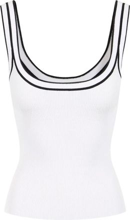 Iceberg Geribbelde Stretch Katoenen Tanktop - Dames - Tops zonder mouwen - Wit - L - Katoen - Tops