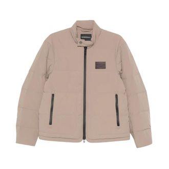Emporio Armani Gewatteerde Donsjas - Heren - Gewatteerde jassen - Bruin - XL - Leer - Jassen