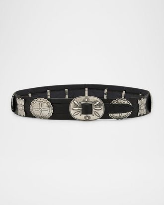 Ralph Lauren Collection Leather Cast Concho Belt