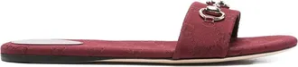 Gucci horsebit monogram sandals - women - Fabric/Calf Leather/Fabric/Calf Leather - 37.5 - Red