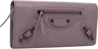 Balenciaga Pre-owned Lange Portemonnee - Dames - Vintage Accessoires - Paars - ONE Size - Leer - Vintage