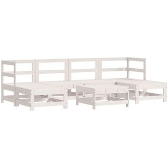 vidaXL Juego De Muebles De Jard&iacute;n 7 Pzas Madera Maciza De Pino Blanco Vidaxl