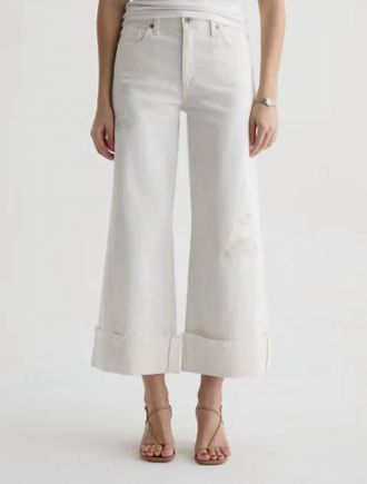 AG - Adriano Goldschmied Womens Saige Wide Leg Crop Pants In Powder Mended
