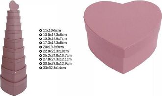 Trade Shop Trade Shop - Set 10pz Scatole Box Regali Varie Misure Matrioska Forma Cuore Rosa Antico 71962