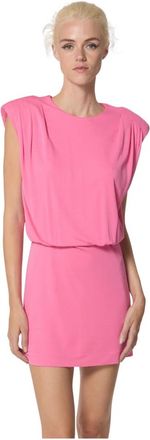 John Richmond Korte Mouwloze Jurk met Gestructureerde Schouders - Dames - Korte kleedjes - Roze - M - Nylon - Kleedjes