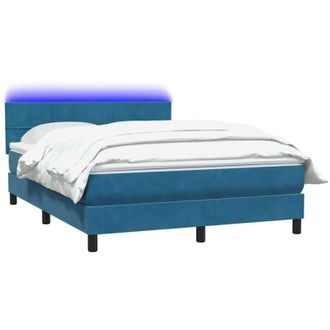 vidaXL Cama Box Spring Con Colch&oacute;n Terciopelo Azul Oscuro 140x210 Cm Vidaxl
