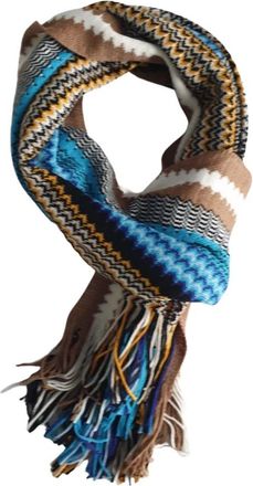 Missoni Blauwe Geometrische Wollen Sjaal - Dames - Wintersjaals - Veelkleurig - ONE Size - Wol - Accessoires