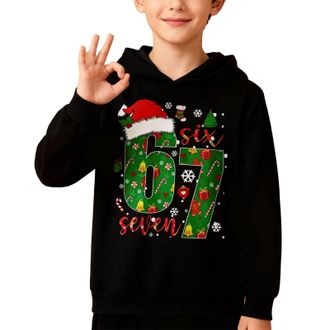 Generic 67 Christmas 6 7 Hoodies for Kids Christmas Jumper Boys and Girls Santa Says Six Seven Sweatshirt Boys Holiday Pullover Sweatshirt Fashion Xmas Hoodie