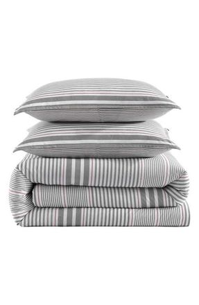 Tommy Hilfiger Danbury Stripe Cotton Percale Comforter & Shams Set in Dark Blue at Nordstrom, Size King