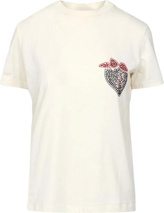 Msgm Denim Wide Leg Jeans Wit - Dames - T-shirts - Wit - M - Denim - Tops