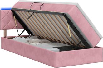 vidaXL Cama De Almacenamiento Led Con Colch&oacute;n Rosa 100 X 200 Cm Vidaxl