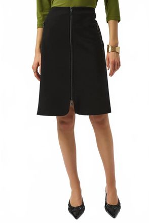 Joseph Ribkoff Front Zip Heavy Knit A-Line Skirt In Black