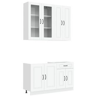 vidaXL Unidad De Cocina Kalmar 4 Uds. Blanco Madera De Ingenier&iacute;a Vidaxl