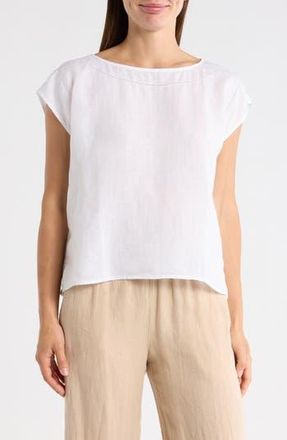 Eileen Fisher Linen Square Top in White at Nordstrom Rack, Size X-Large