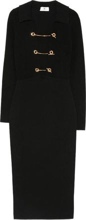 Elisabetta Franchi Toggle-fastening Ribbed-knit Midi Dress
