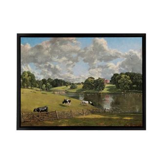 Artery8 Cows In Field Painting Framed Canvas Wall Art Print | Size: W24 x H32