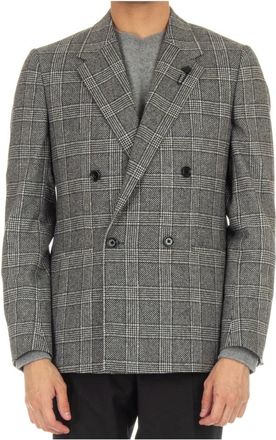 Lardini Double-Breasted Jas met Opgestikte Zakken - Heren - Blazers - Veelkleurig - M - Wol - Jassen