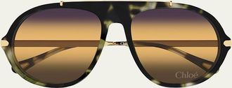 Chlo&eacute; 58mm Acetate & Metal Aviator Sunglasses