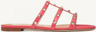 Valentino Garavani Rockstud Flat Slide Sandal Woman ORANGE 36.5