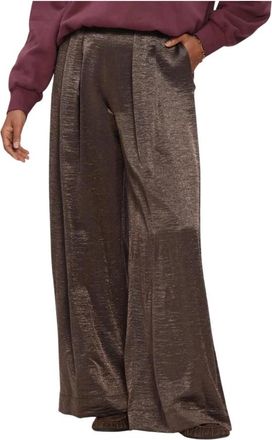 By-Bar Amsterdam Broeken, Dames, Bruin, XS, By-Bar Dames Wijde Broek Lodi Metallic Pants Bruin - Maat XS
