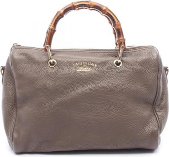 Gucci Gray Leather Handbag Tote Bag (Pre-Owned)