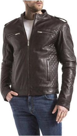 Le Temps Des Cerises Heren Leren Jas Langston Donker Chocolade - Heren - Leren en Su&egrave;de Jassen - Bruin - XL - Leer - Jassen