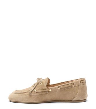 Stuart Weitzman Suede Boat Moccasin - Olive