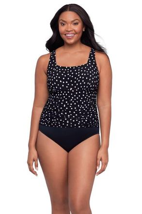 Trimshaper Amy Square Neck Back Tie One-Piece Control Swimsuit in Confetti Dot at Nordstrom, Size 18