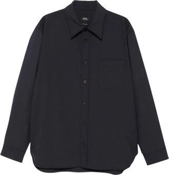 A.P.C. Surchemise Malaury - Heren - Casual Overhemden - Blauw - M - Wol - Overhemden